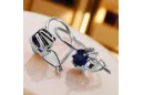 Argent sterling 925 14k 583 Sapphire des boucles d'oreilles vec053s Russe Soviétique URSS Style vintage Art Deco style